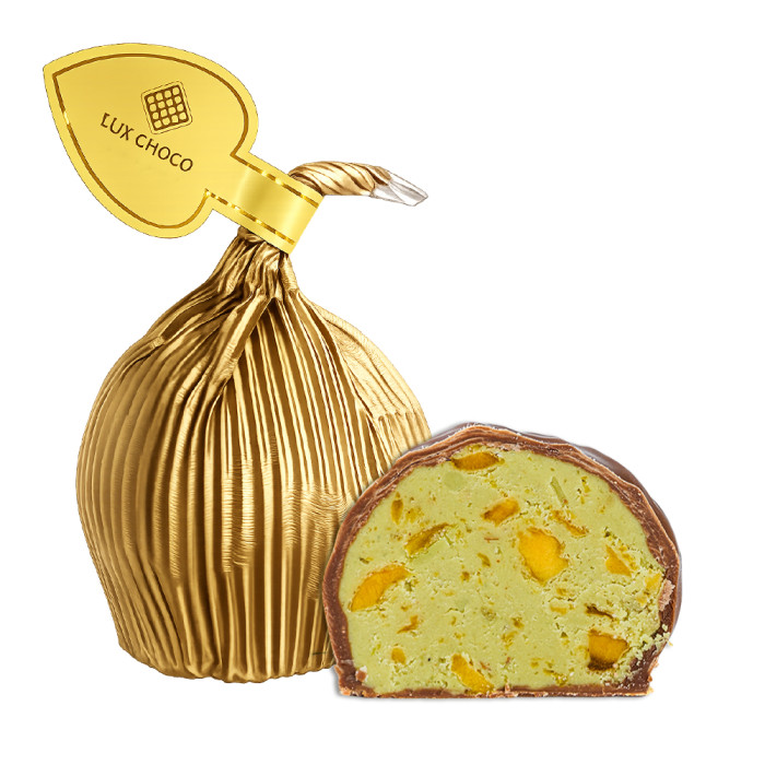 Дубайські цукерки № 4057 з манго, фісташкою та катаїфі, LUX CHOCO