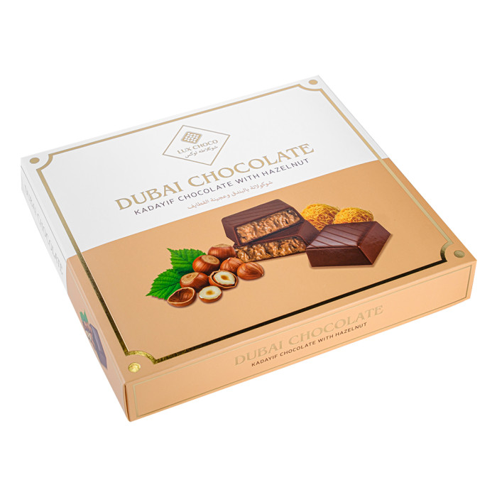 Дубайські цукерки LUX CHOCO Квадрат з фундуковою начинкою 175г