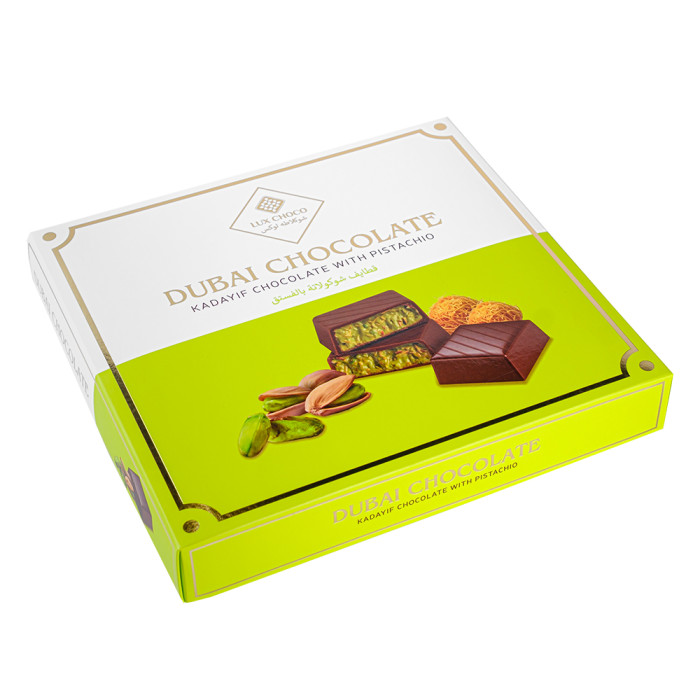 Дубайские конфеты LUX CHOCO Квадрат с катаифи и фисташковым кремом 225г