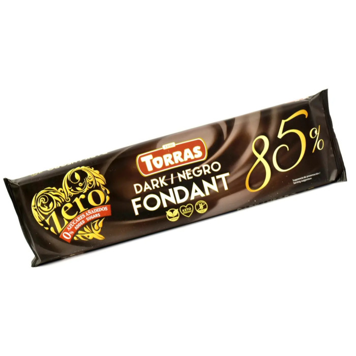 Шоколад чорний без цукру, без глютену TORRAS Dark Fondant Sugar FREE 85%, 250 г