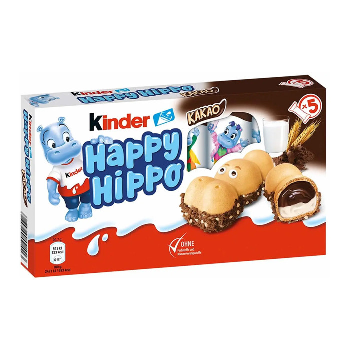 Вафли Kinder Kinder Happy Hippo Cacao с рисом и какао 108 гр