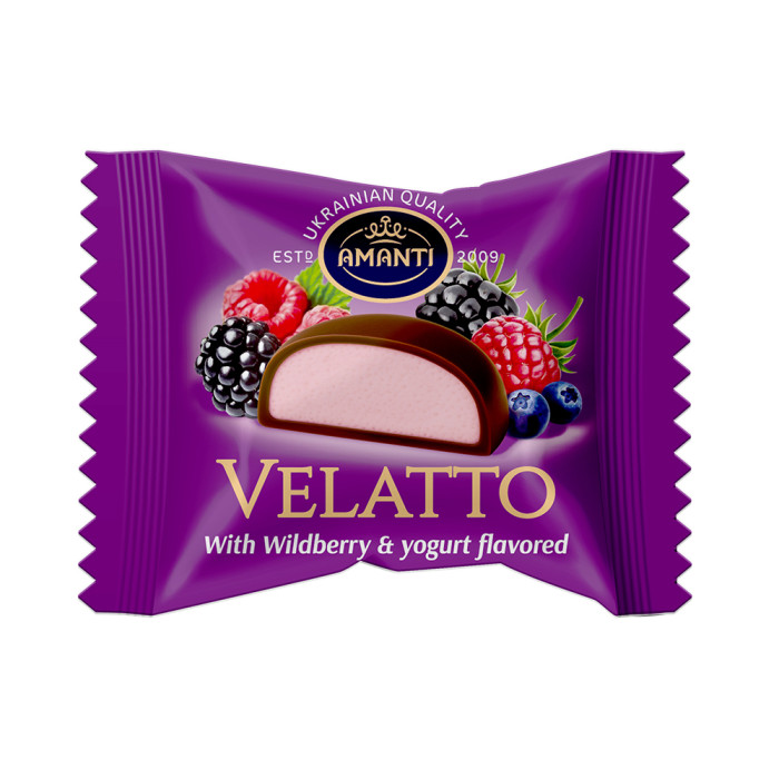 Цукерки VELATTO зі смаком лісових ягід Amanti 1кг